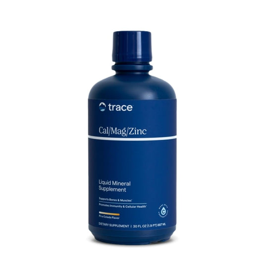 Bottle of Trace Minerals Liquid Cal/Mag/Zinc with Pina Colada flavor