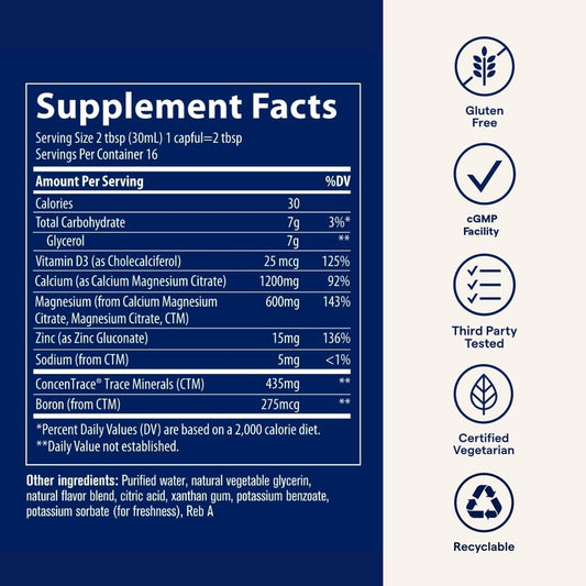 Label for Trace Minerals Liquid Cal/Mag/Zinc with Vitamin D3