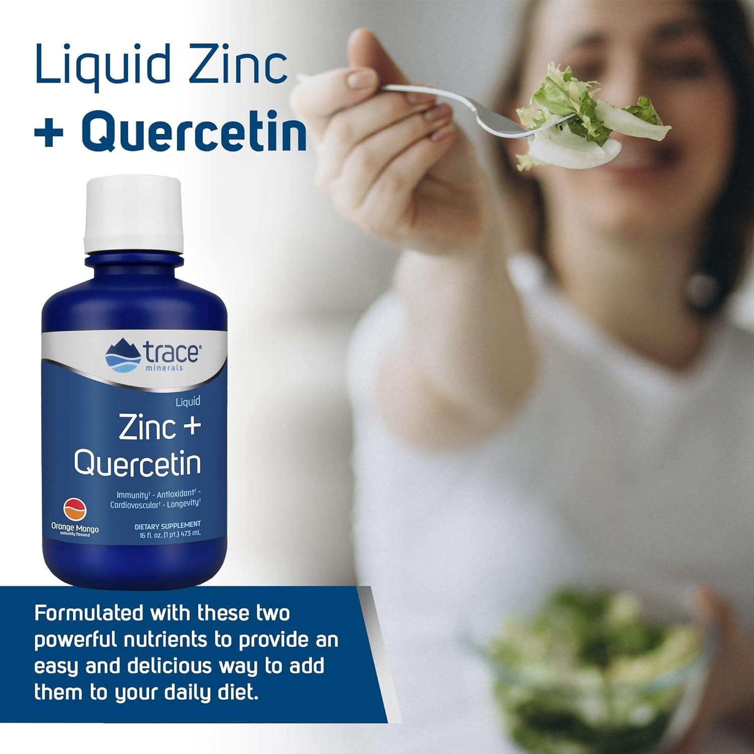 Nutrition facts panel close-up for Trace Minerals Liquid Zinc Plus Quercetin