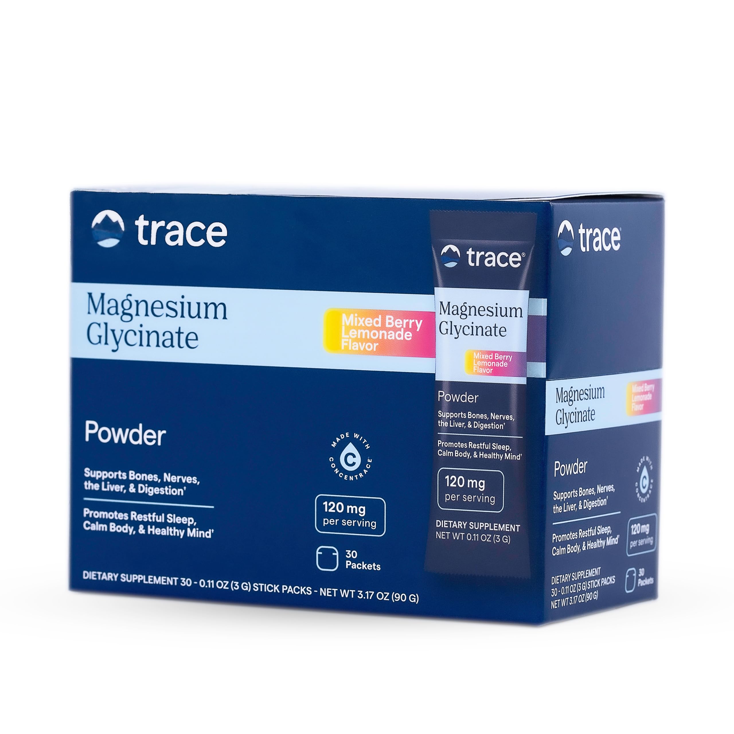 Front view of Trace Minerals Magnesium Glycinate stick-pack