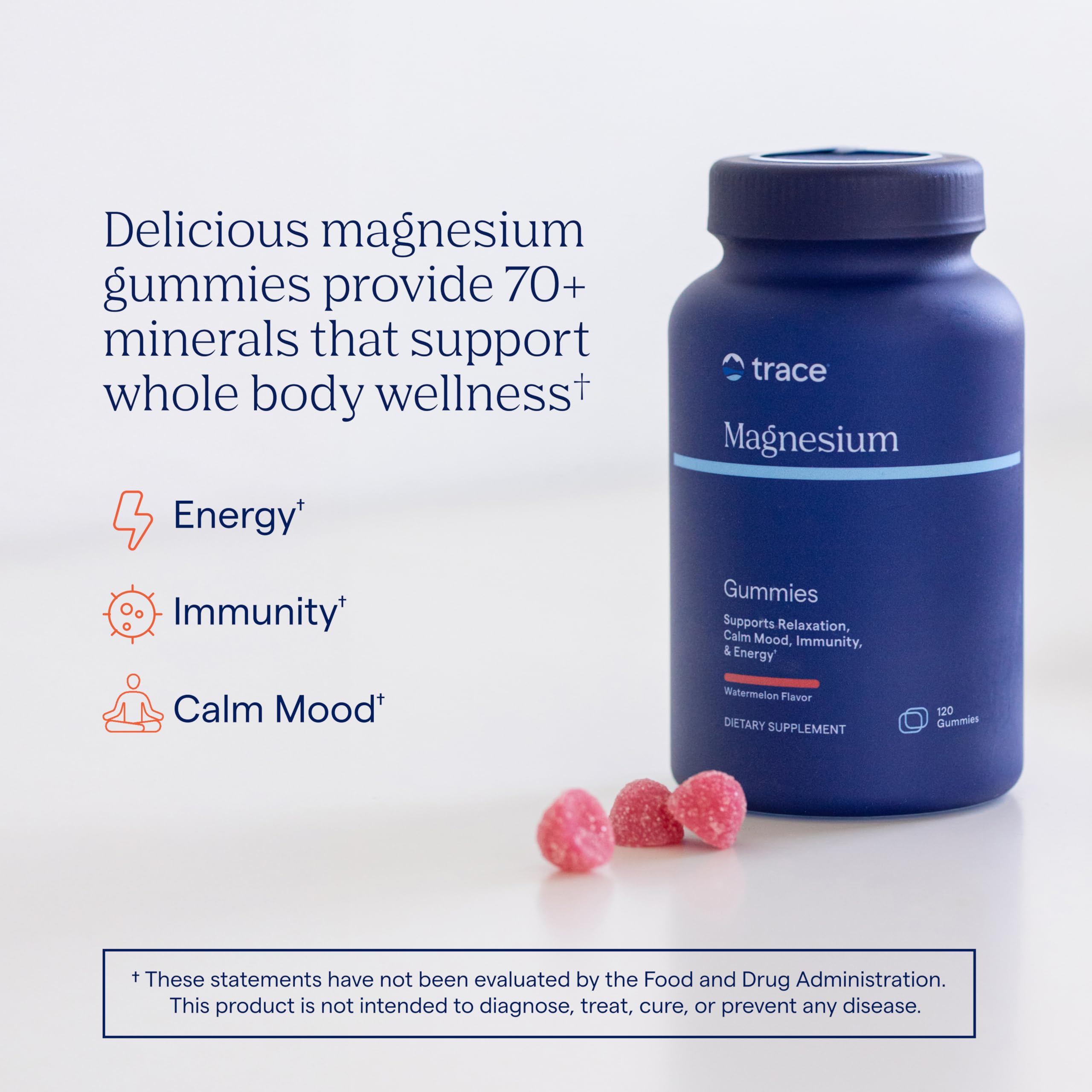 Close-up of watermelon-flavored magnesium gummies