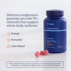 Close-up of watermelon-flavored magnesium gummies
