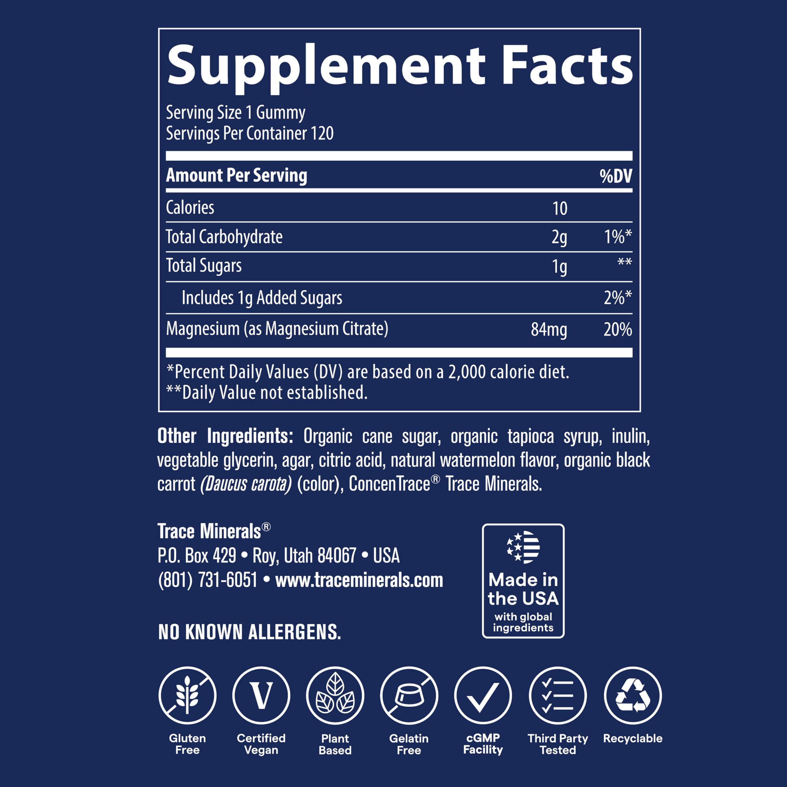 120-count bottle of Trace Minerals Magnesium Gummies