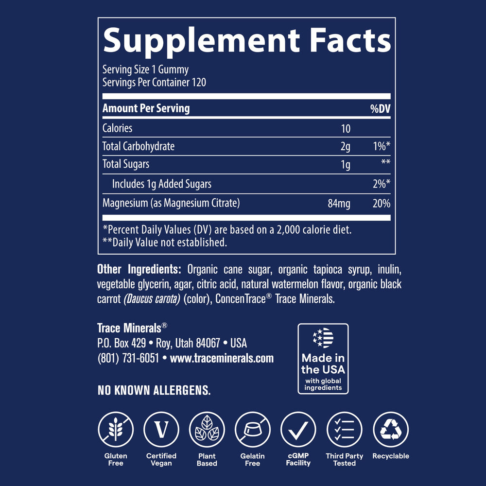 120-count bottle of Trace Minerals Magnesium Gummies