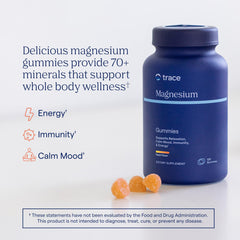Close-up of orange-tinted magnesium gummy