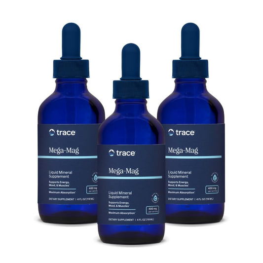 Hero image: Trace Minerals Mega-Mag Liquid Magnesium 3-pack bottles