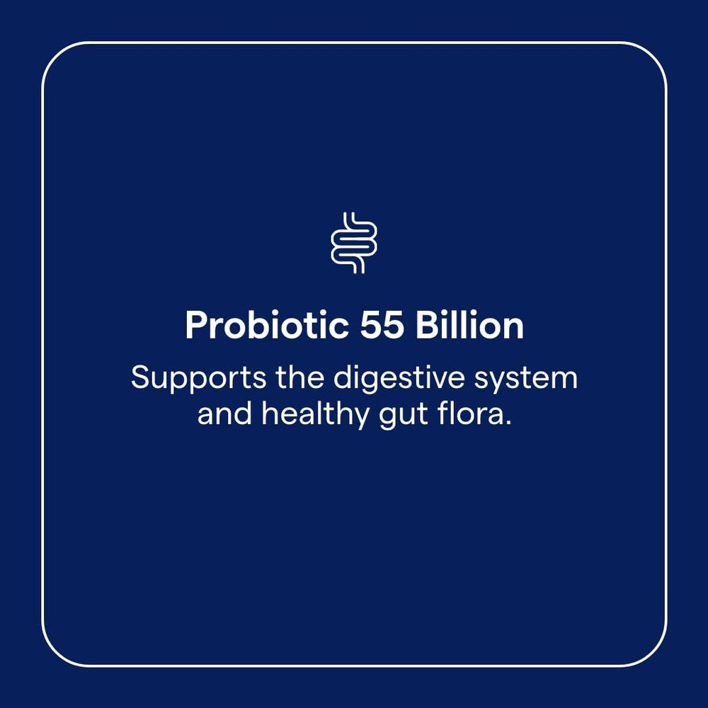 Trace Minerals Probiotic 55 Billion bottle label showing shelf-stable gluten-free formula