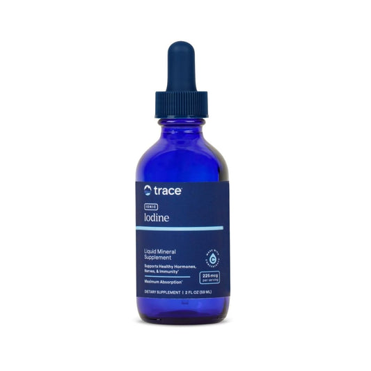 Front view of Trace Minerals Research IOKI01 Liquid Ionic Iodine bottle