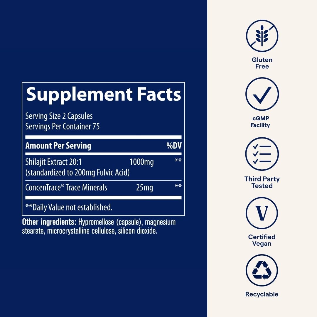 Ionic minerals from ConcenTrace in Shilajit capsules