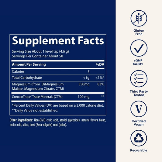 Close-up of Stress-X magnesium powder scoop in Raspberry Lemon flavor