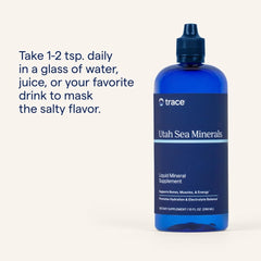 Measuring 1–2 teaspoons of Trace Minerals Utah Sea Minerals into a glass