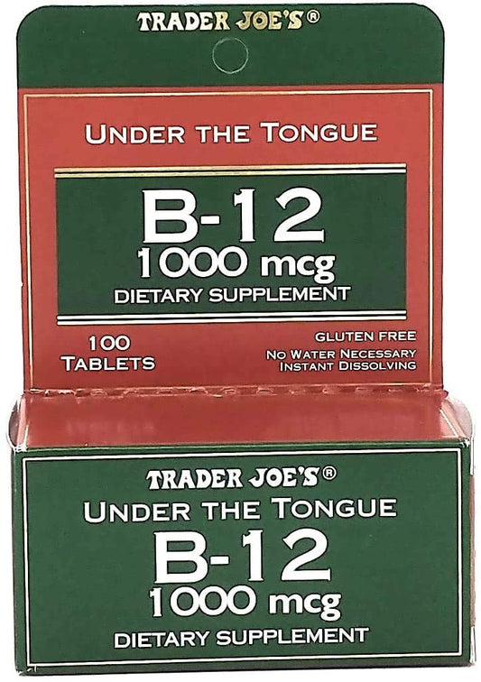 Close-up of label showing B-12 1000 mcg