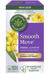 Traditional Medicinals Smooth Move packaging showing herbal relief and organic certification