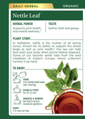Back label showing ingredients and organic certification