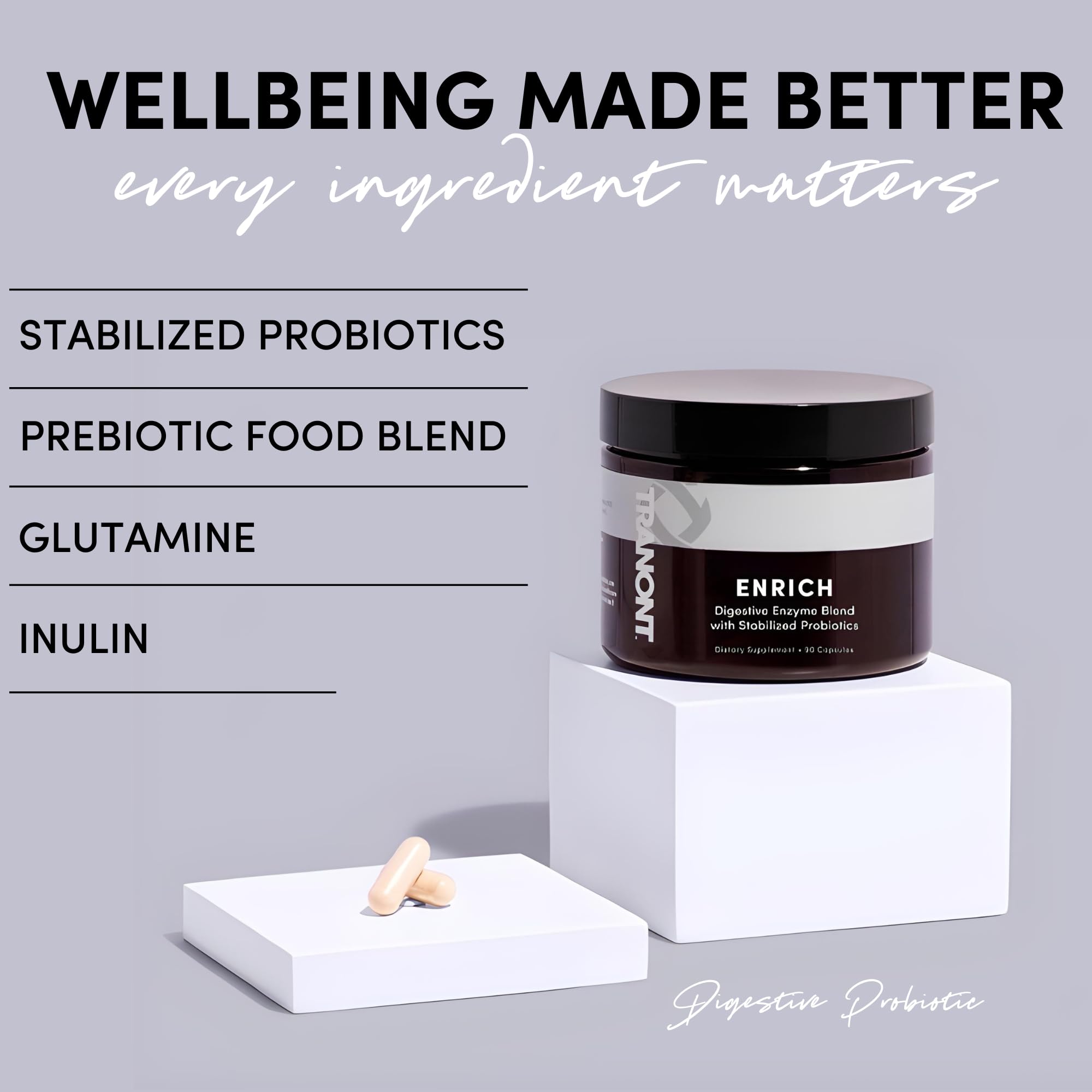 Probiotic and prebiotic blend with capsules and fibers