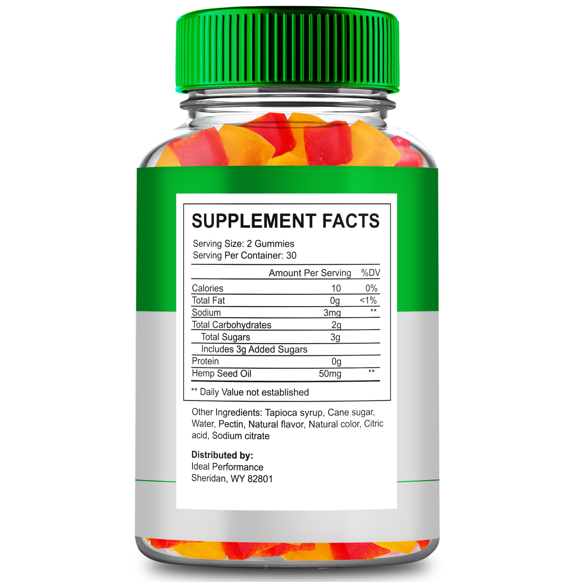 Tranquil Vibe Hemp Gummies bottle back label