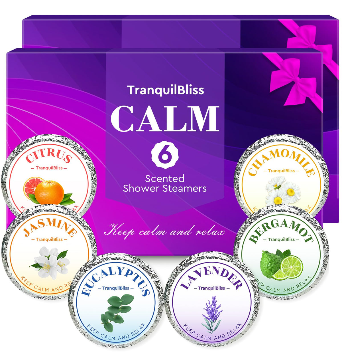 TranquilBliss lavender shower steamer for calming relaxation in the shower.