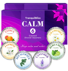 TranquilBliss lavender shower steamer for calming relaxation in the shower.