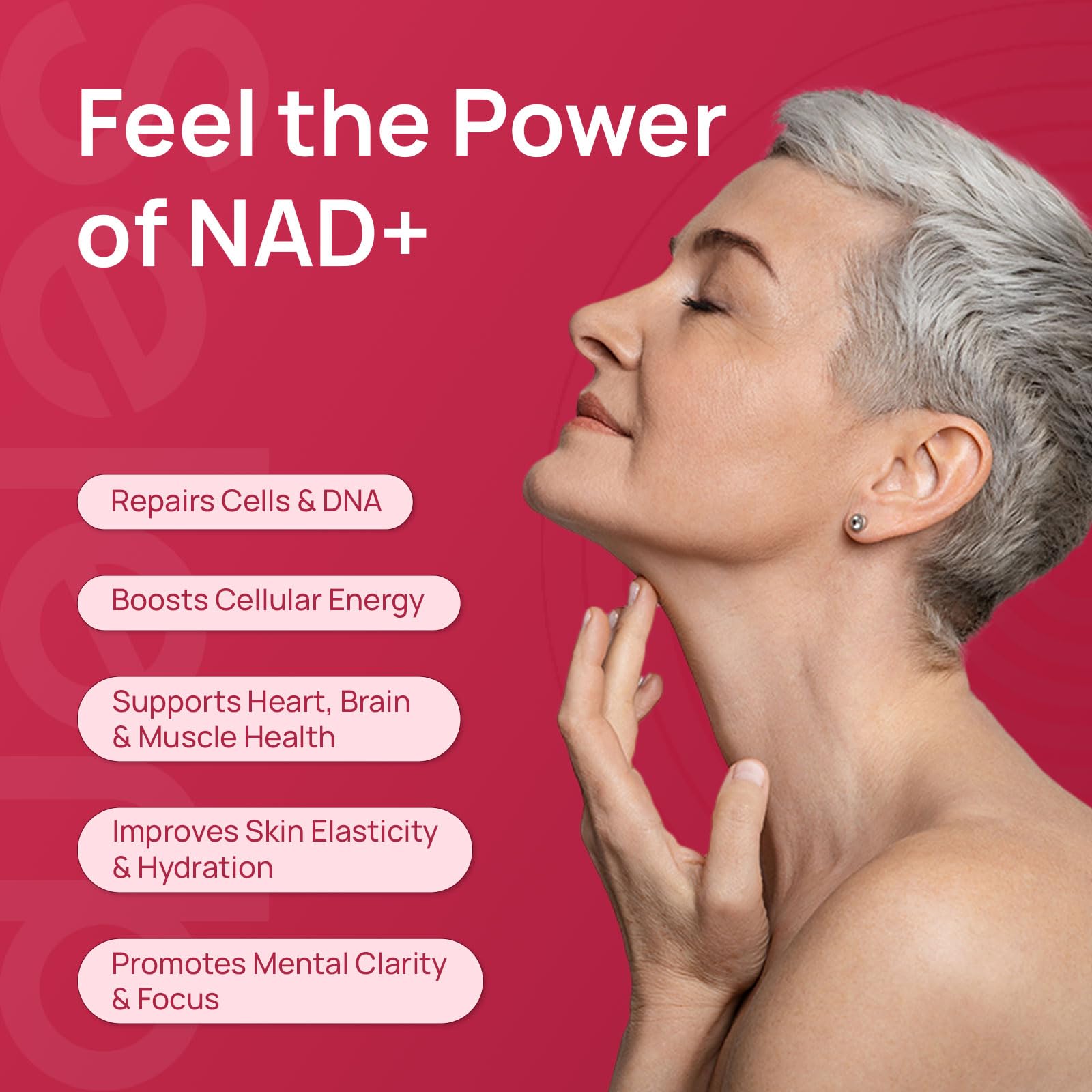 Trans-Resveratrol and CoQ10 components in women's NAD+ supplement