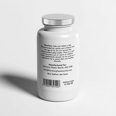 Close-up of 60 tablets label on bottle