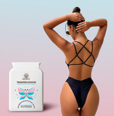 Lifestyle image showing a feminine silhouette with TransBlossom Bum and Hip Enhancer