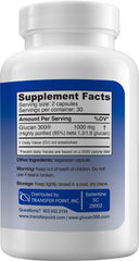 Closeup of Transfer Point beta-glucan capsules emphasizing purity.