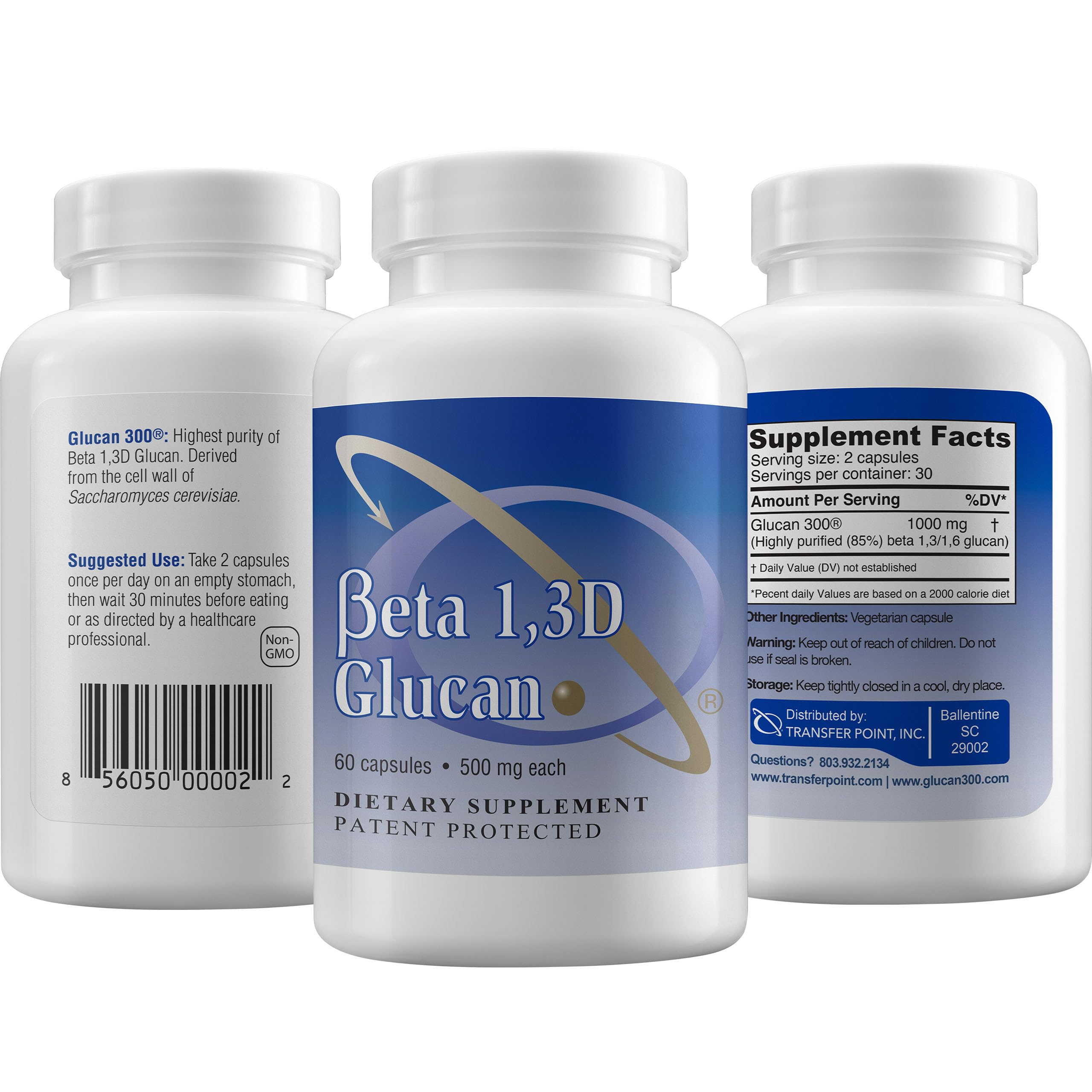 60-count bottle packaging for Transfer Point Beta Glucan