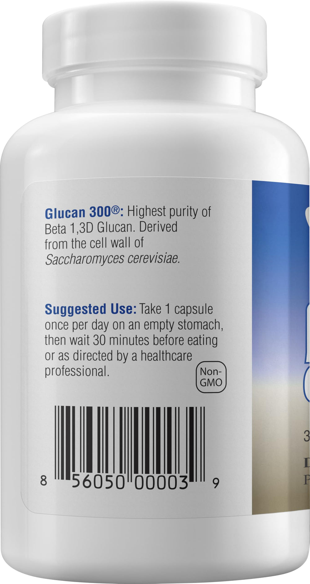 Label indicating non-GMO, vegan, and no fillers