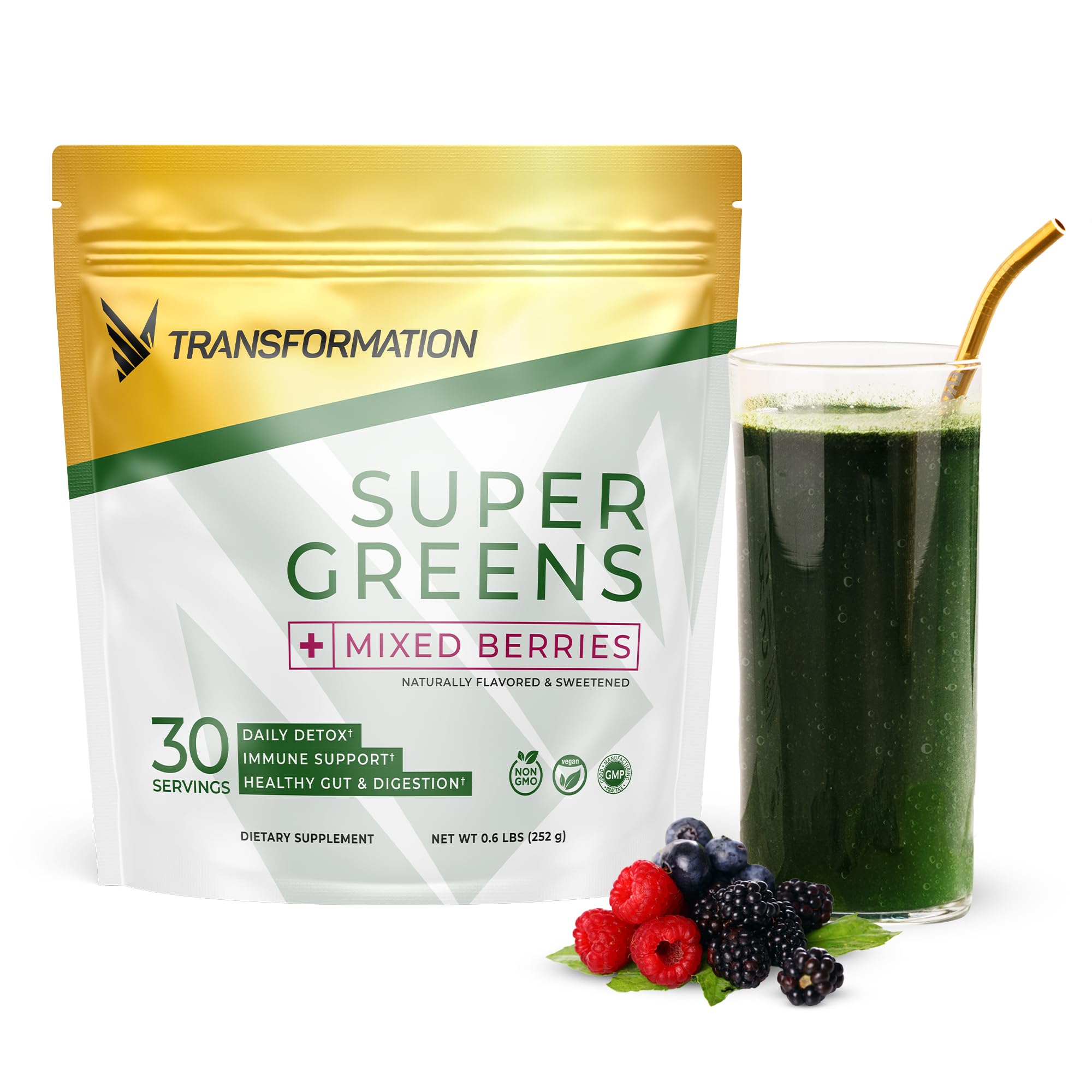 Packaging of Transformation Super Greens powder
