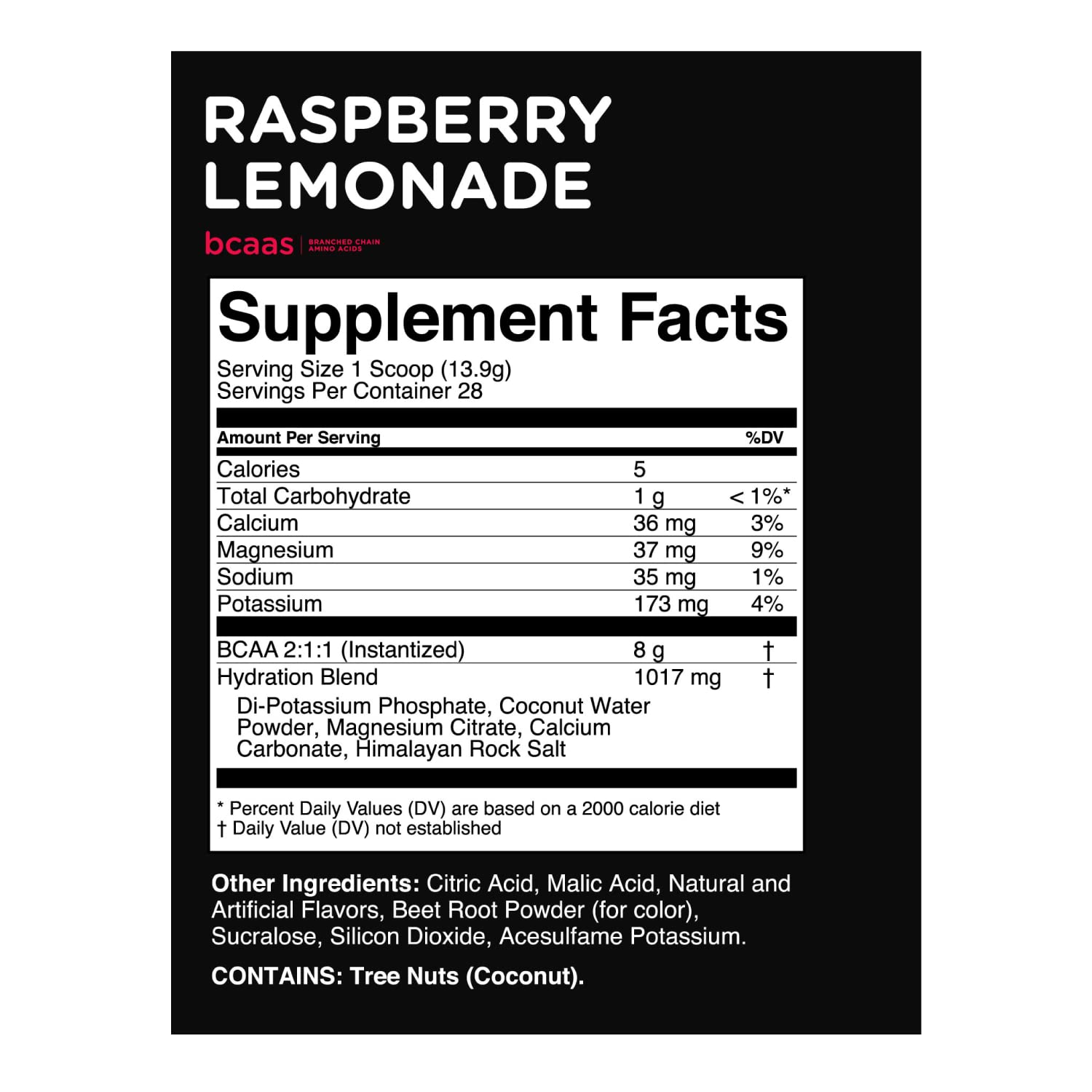 TransformHQ BCAA 2:1:1 Powder Raspberry Lemonade label