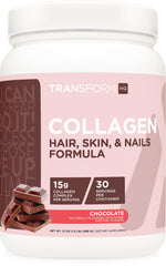 Chocolate flavored TransformHQ Beauty Collagen 30 servings tub