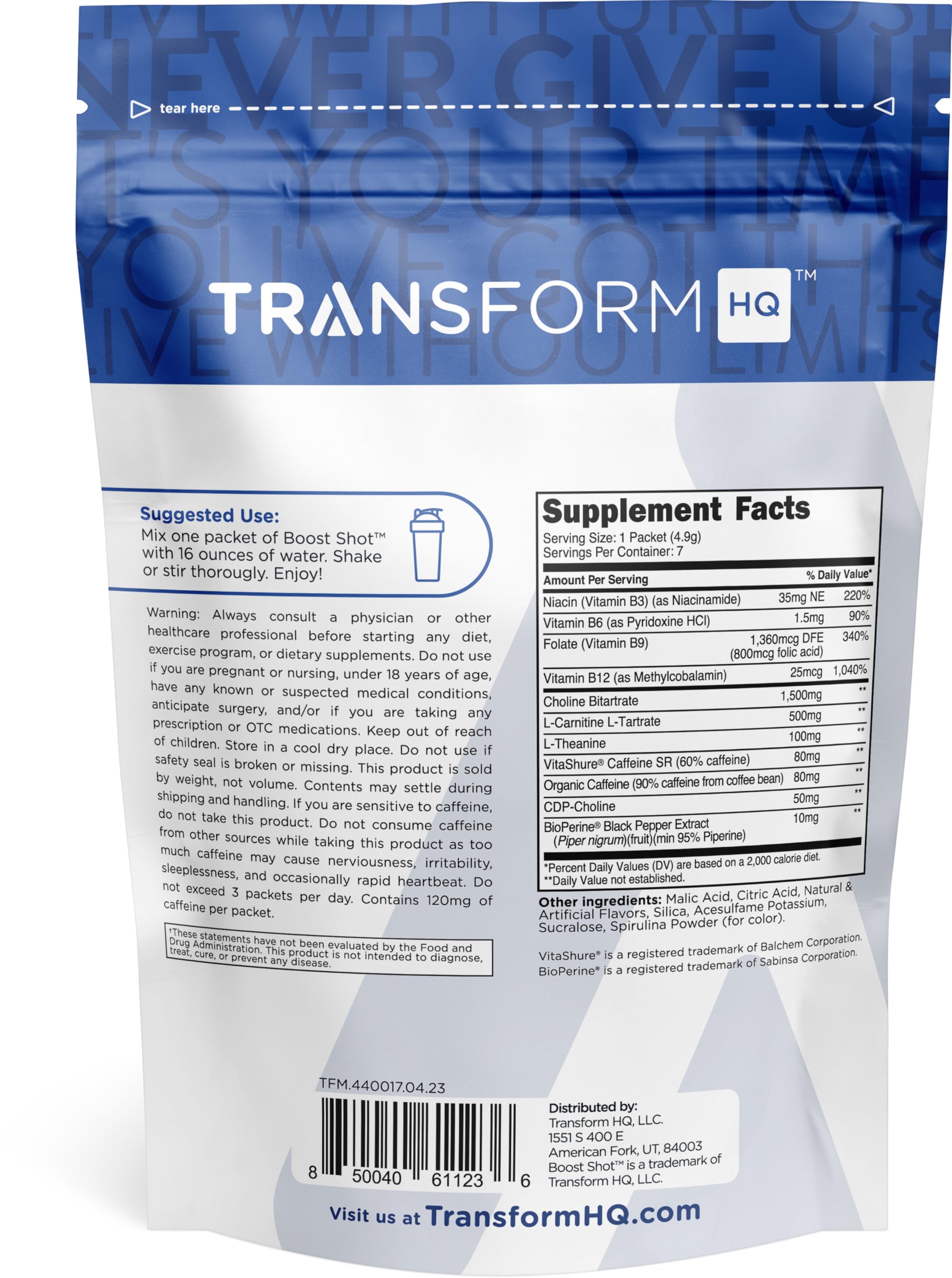 TransformHQ Boost Shot Blue Raspberry 7-pack back view
