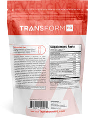 Close-up of TransformHQ Boost Shot powder packets in strawberry lemonade flavor