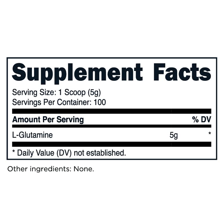 TransformHQ L-Glutamine Powder 500g bottle back view