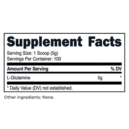 TransformHQ L-Glutamine Powder 500g bottle back view