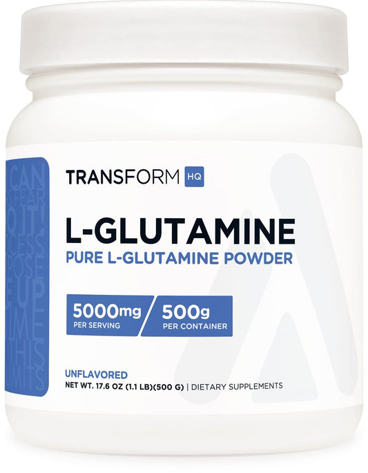 TransformHQ L-Glutamine Powder 500g bottle front view