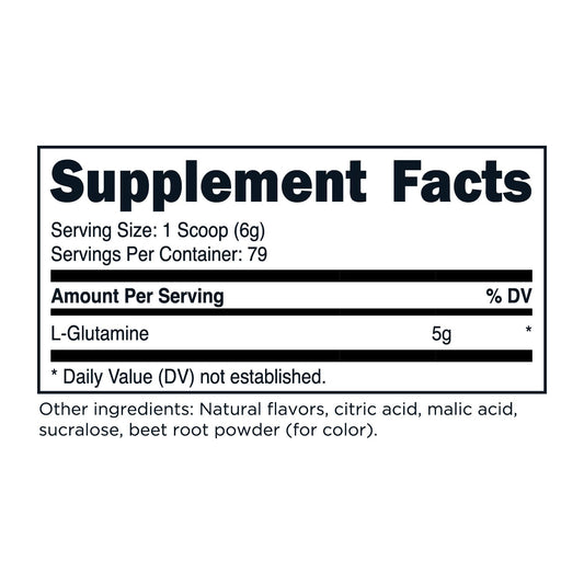 TransformHQ L-Glutamine Powder Strawberry Lemonade 500g back view