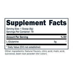 TransformHQ L-Glutamine Powder Strawberry Lemonade 500g back view