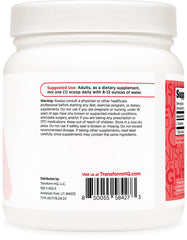 TransformHQ L-Glutamine Powder Strawberry Lemonade 500g label close-up