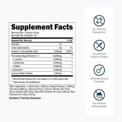 Container of BCAA Glutamine with Tropical Punch flavor