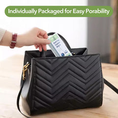 Travel-friendly box of pre-moistened lens wipes