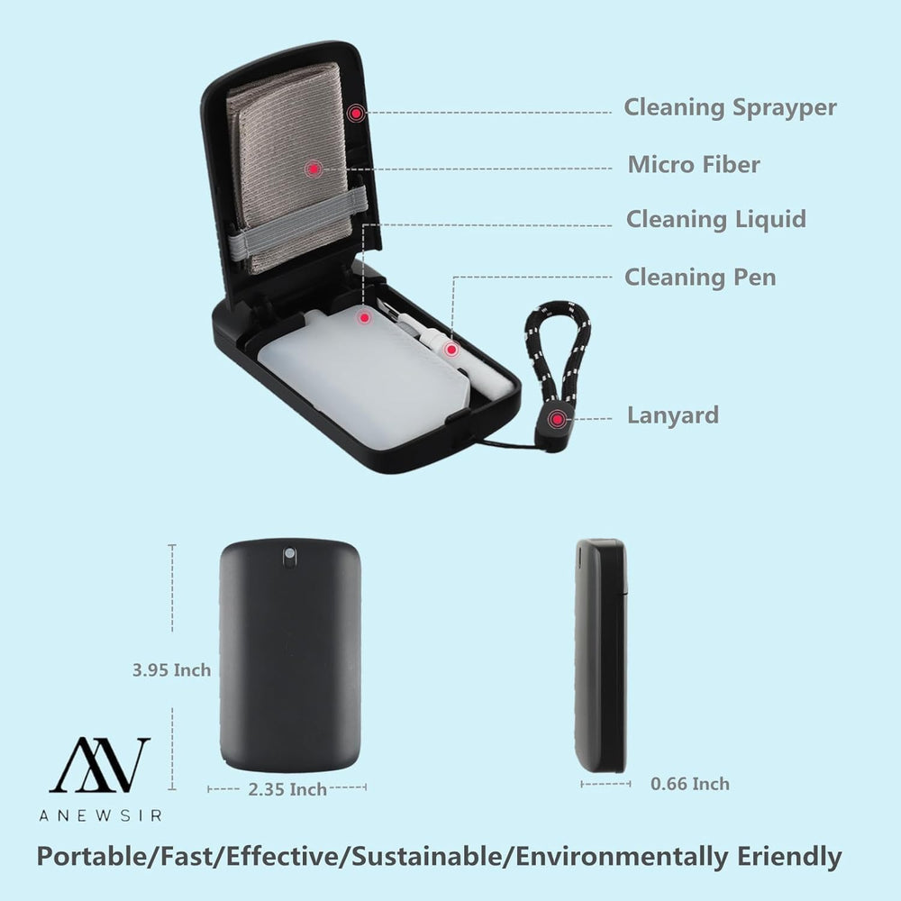 Compact travel-size glasses cleaner kit