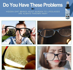 Travel-sized eyeglass care spray