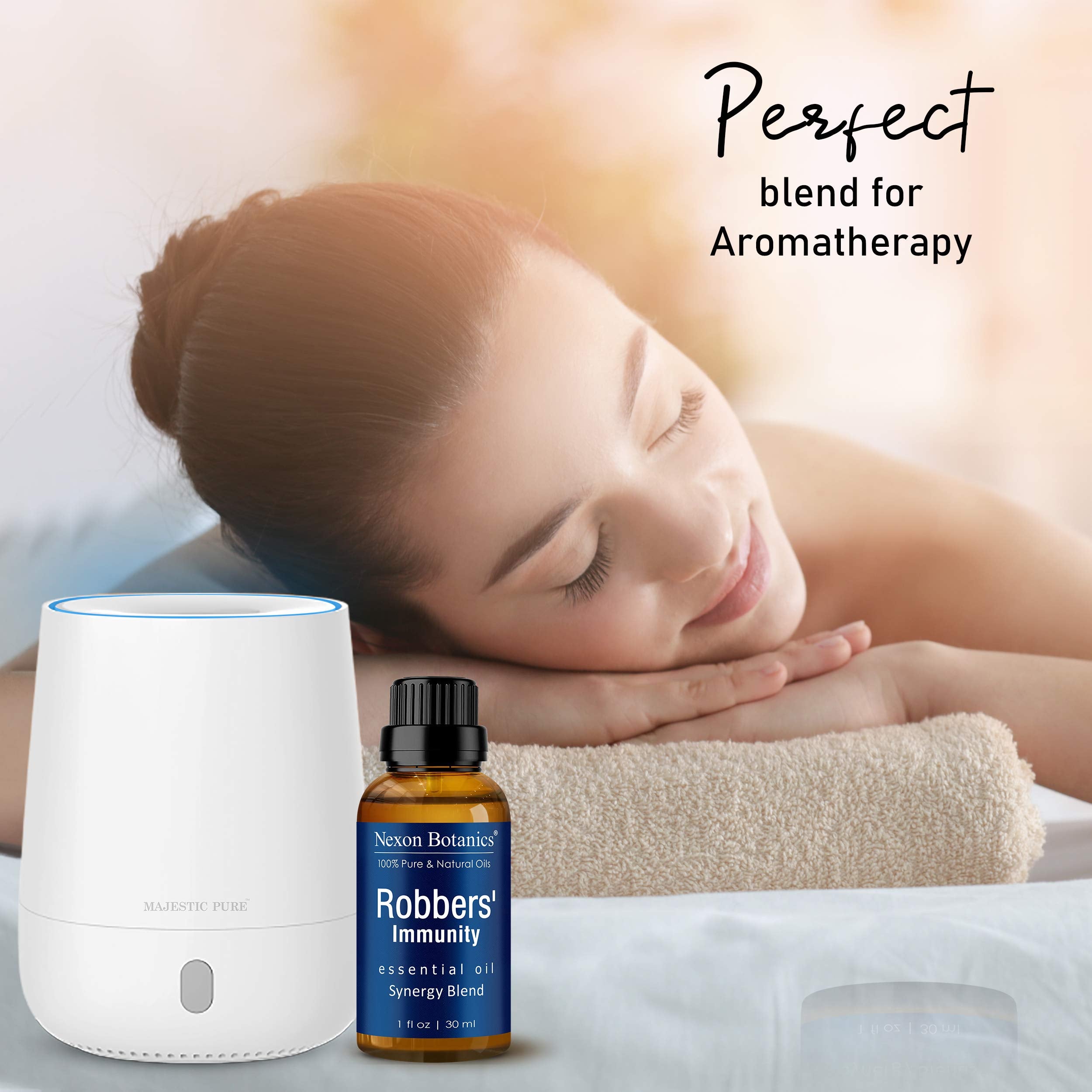 Travel-sized Robbers Immunity essential oil bottle