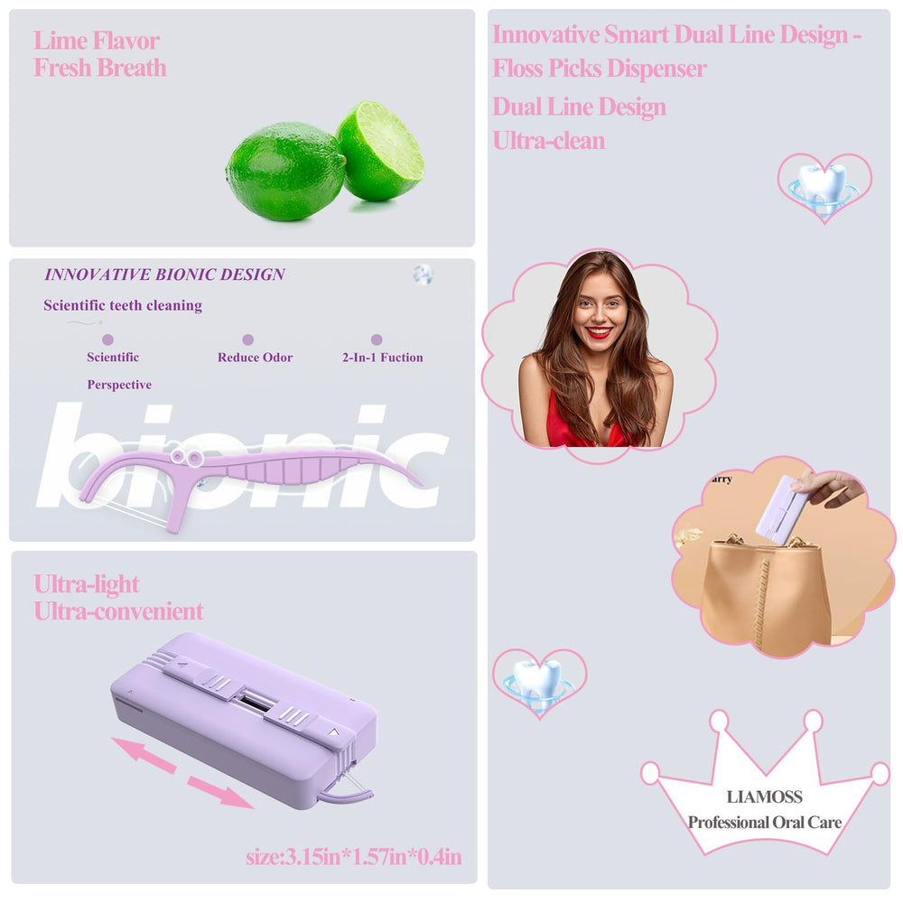 Travel-friendly dental floss dispenser fitting in pocket or bag.