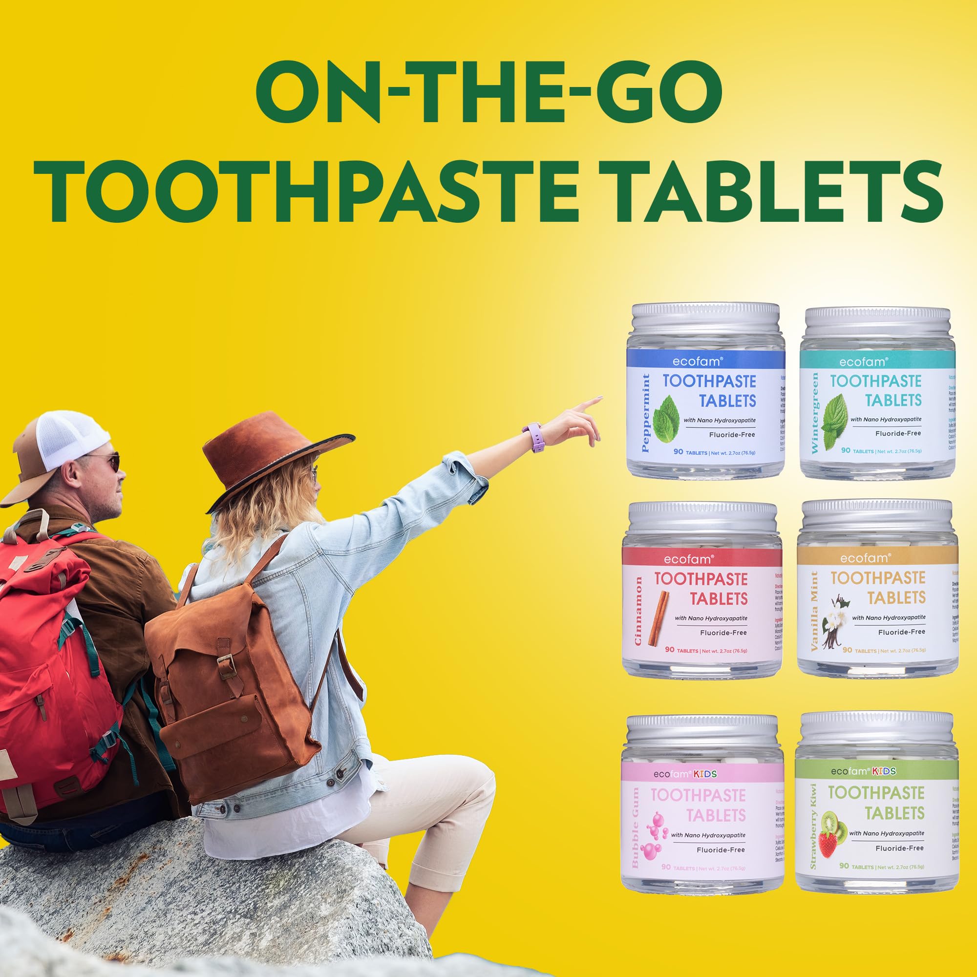 Travel-friendly toothpaste tablets in a container