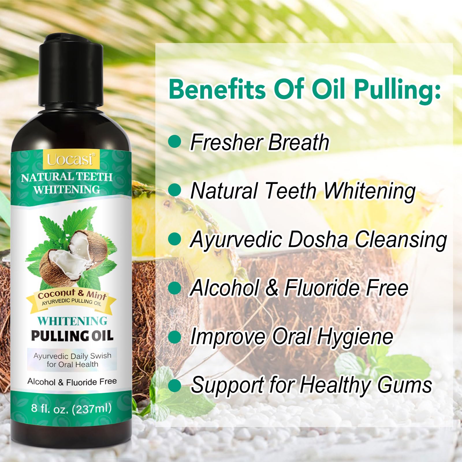 Travel-friendly leak-proof packaging for coconut oil mouthwash