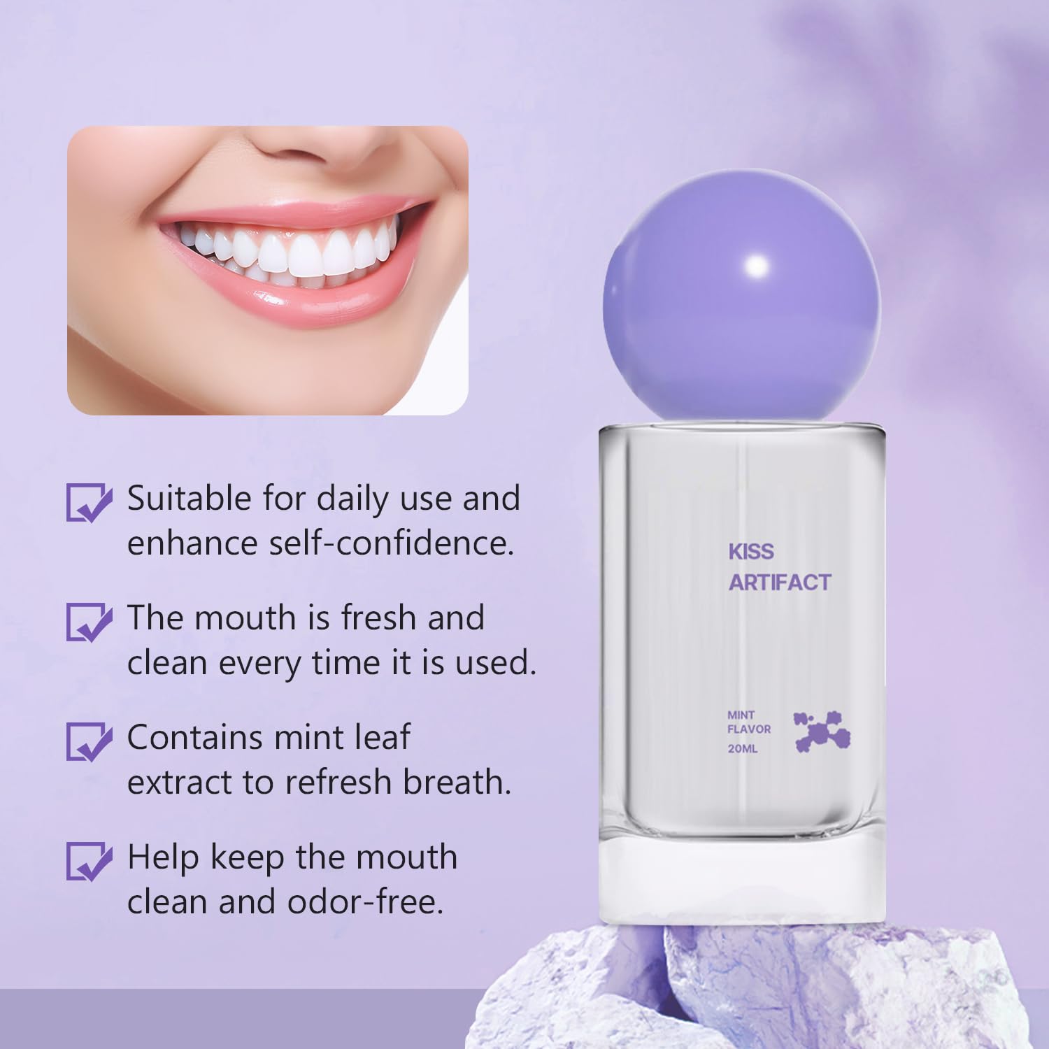 Travel-size 20ml probiotic oral spray in hand
