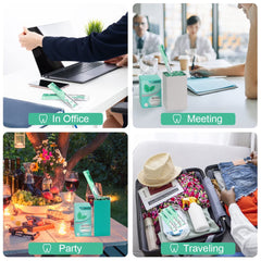 Airline-approved travel mouthwash packets displayed