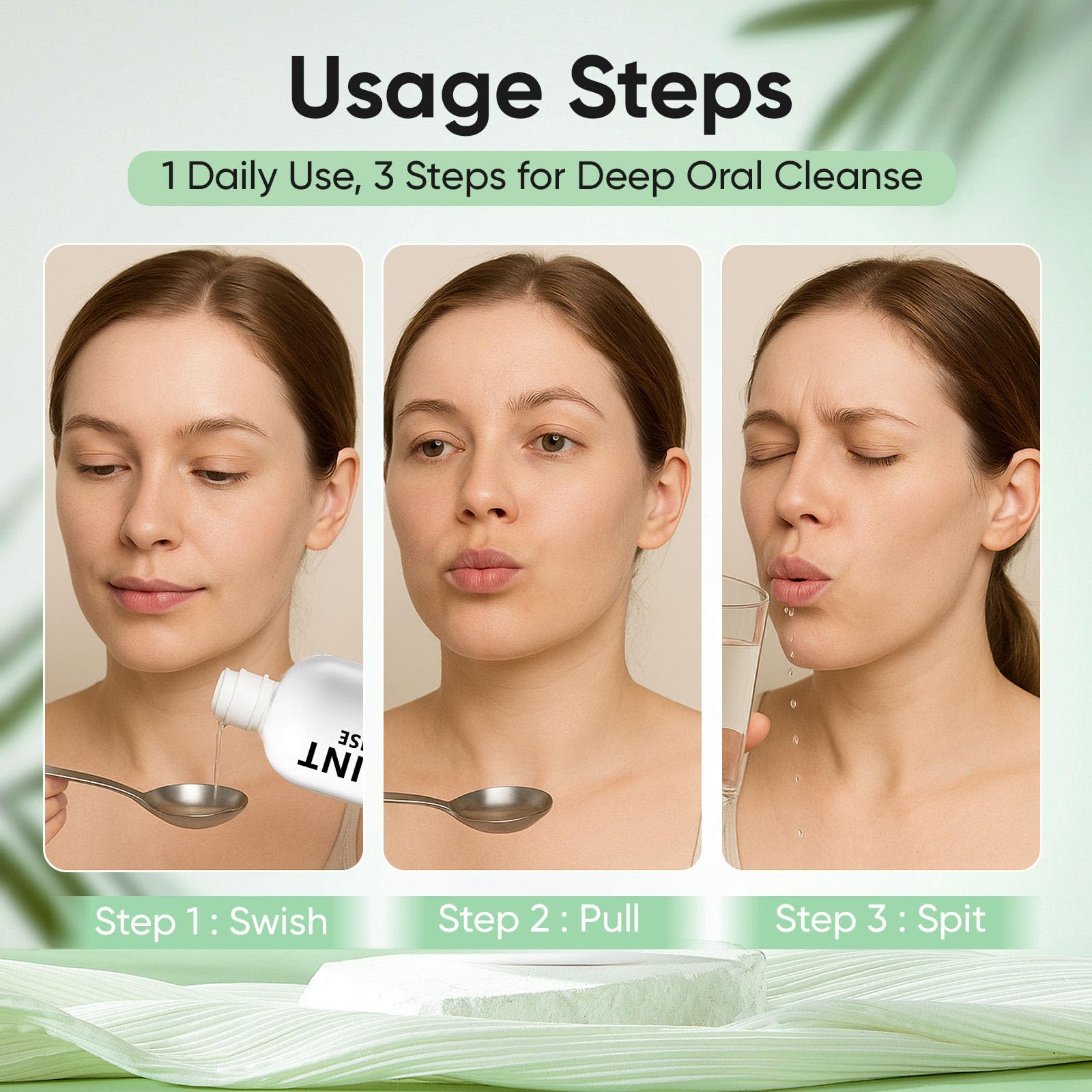 Travel-size coconut oil pulling bottle